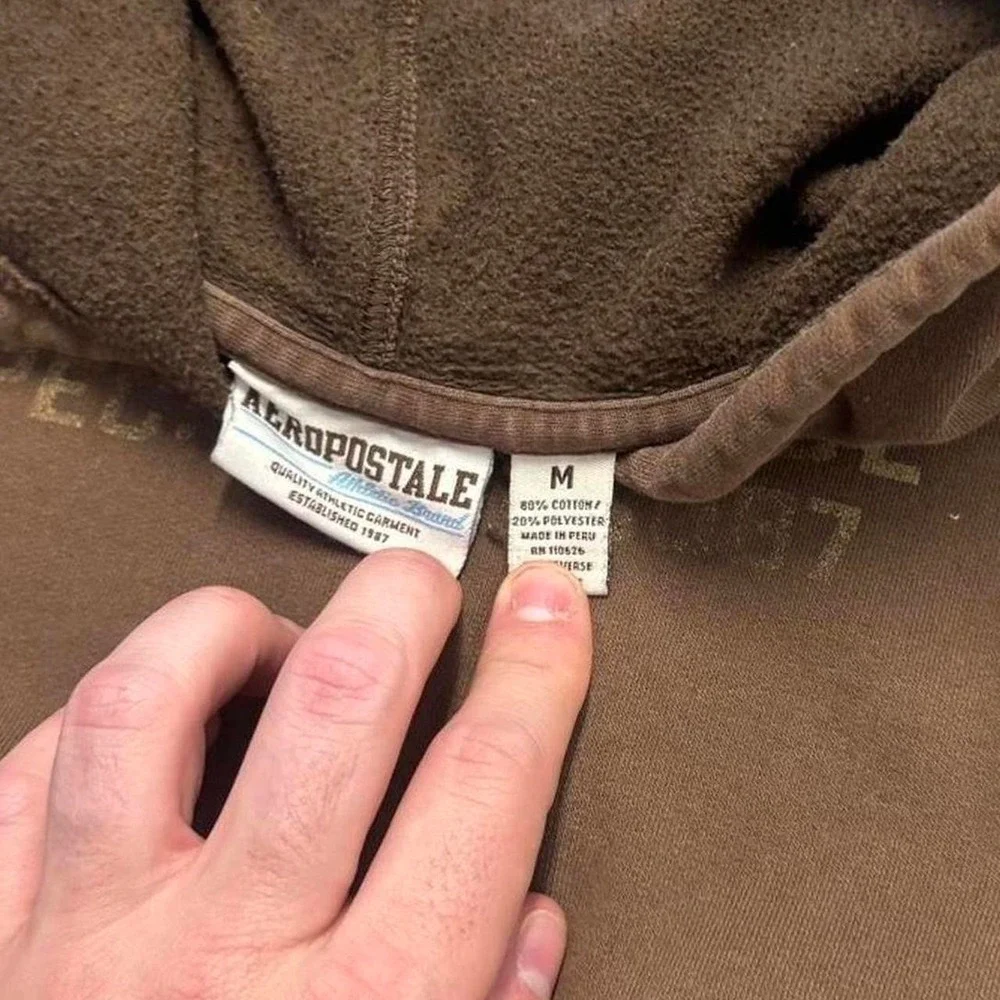 Vintage Aeropostale Camo Hoodie Brown Unisex Earthtone Essential Sweatshirt